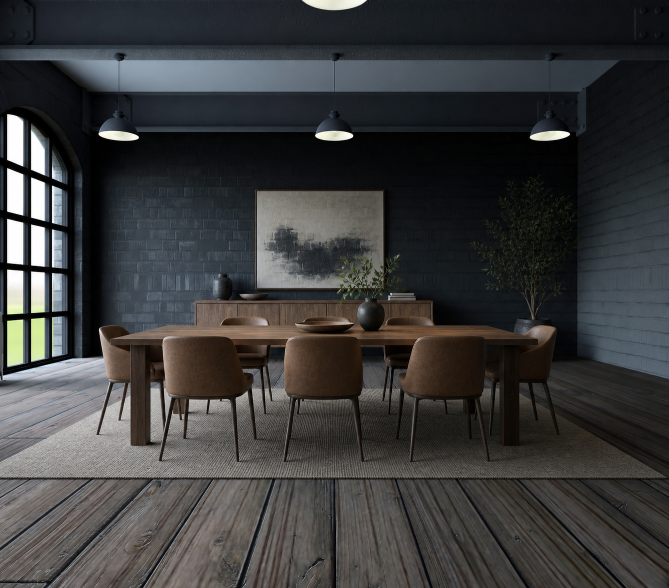Professionally staged modern dining loft
